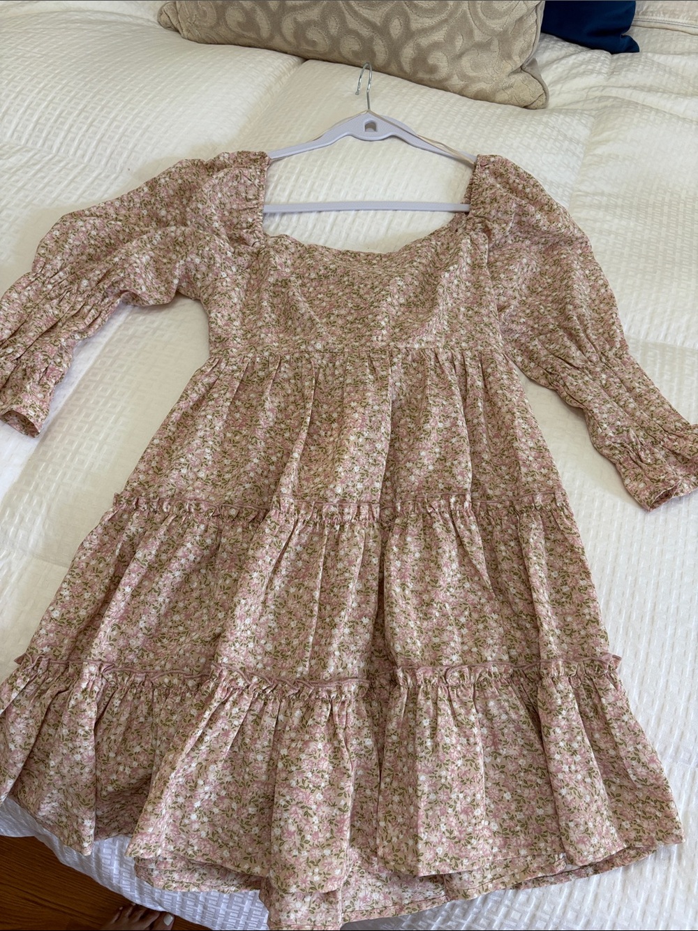 Lush Pink Floral Tiered Midi Dress